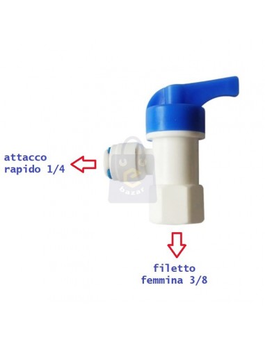 Valvola rubinetto a sfera in plastica da 1/4 x 3/8 per tanica di accumulo depuratore acqua
