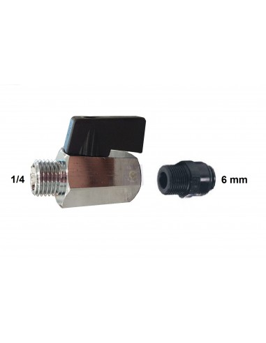 Valvola a sfera ingresso acqua per depuratore acqua osmosi inversa da 1/4 maschio per tubo da 6