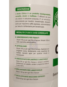 Acido citrico 1kg decalcificante per depuratori d'acqua