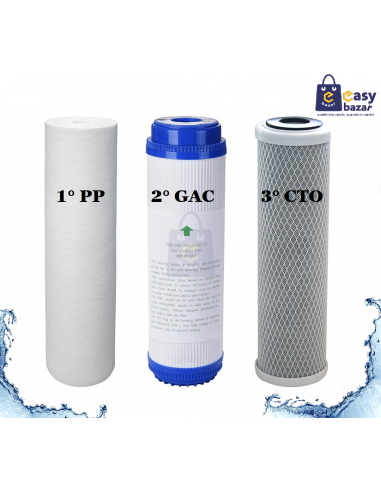 kit filtri 10'' pollici PP-GAC-CTO...
